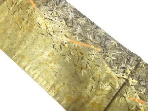 引箔枝垂れ柳に横笛模様織出し名古屋帯